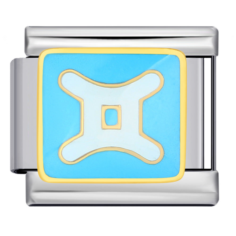 Simplified 12 Constellation Italian Module Bracelet Titanium Steel Gold Plated Welding Drip Oil DIY Elastic Splicing Bracelet Simplified 12 Constellation Italian Module Bracelet Titanium Steel Gold Plated Welding Drip Oil DIY Elastic Splicing Bracelet