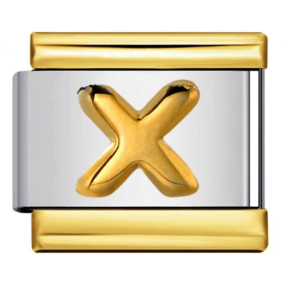 Gold Package Silver Convex Letter Italian Module Bracelet Stainless Steel DIY Elastic Splicing Strap Chain Wholesale Gold Package Silver Convex Letter Italian Module Bracelet Stainless Steel DIY Elastic Splicing Strap Chain Wholesale