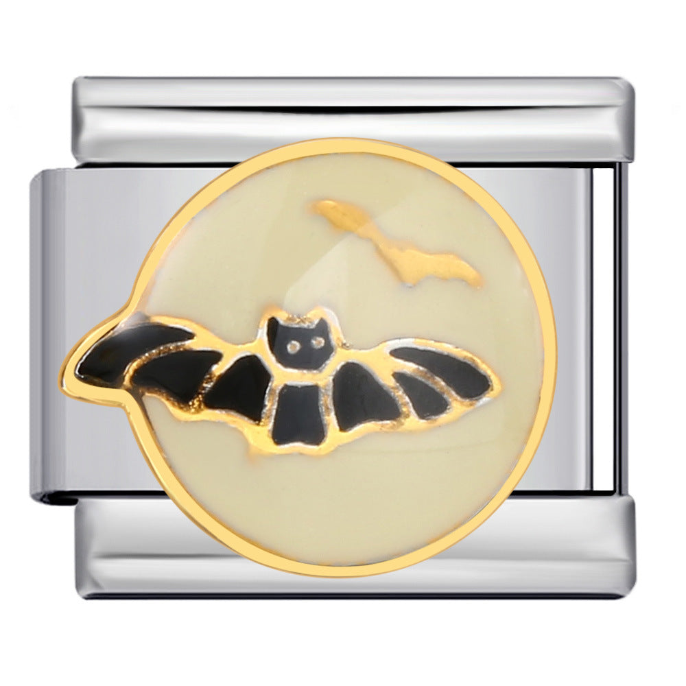 Cross Border Halloween Italian Module Bracelet Gothic Titanium Steel Welding Drip Oil DIY Bracelet Cross Border Halloween Italian Module Bracelet Gothic Titanium Steel Welding Drip Oil DIY Bracelet