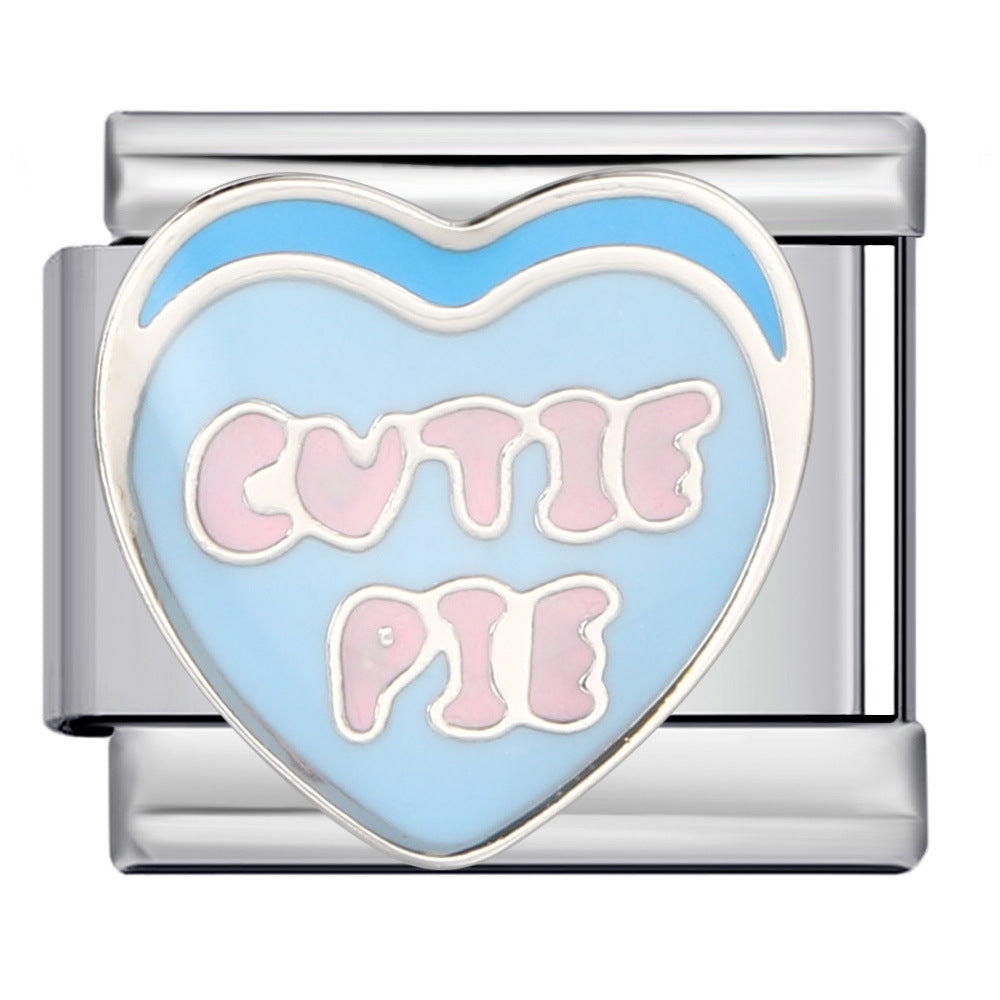 Cross Border E-commerce Love English Series Titanium Steel Welding Drip Oil DIY Italian Module Bracelet Personalized Accessories Cross Border E-commerce Love English Series Titanium Steel Welding Drip Oil DIY Italian Module Bracelet Personalized Accessories