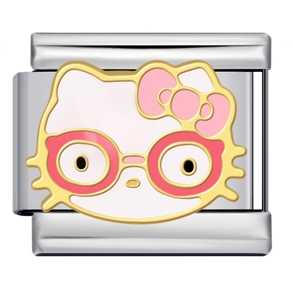 New Cute Cartoon Pattern Italian Module Bracelet Titanium Steel Gold Plated Welding DIY Strap Chain Bracelet New Cute Cartoon Pattern Italian Module Bracelet Titanium Steel Gold Plated Welding DIY Strap Chain Bracelet