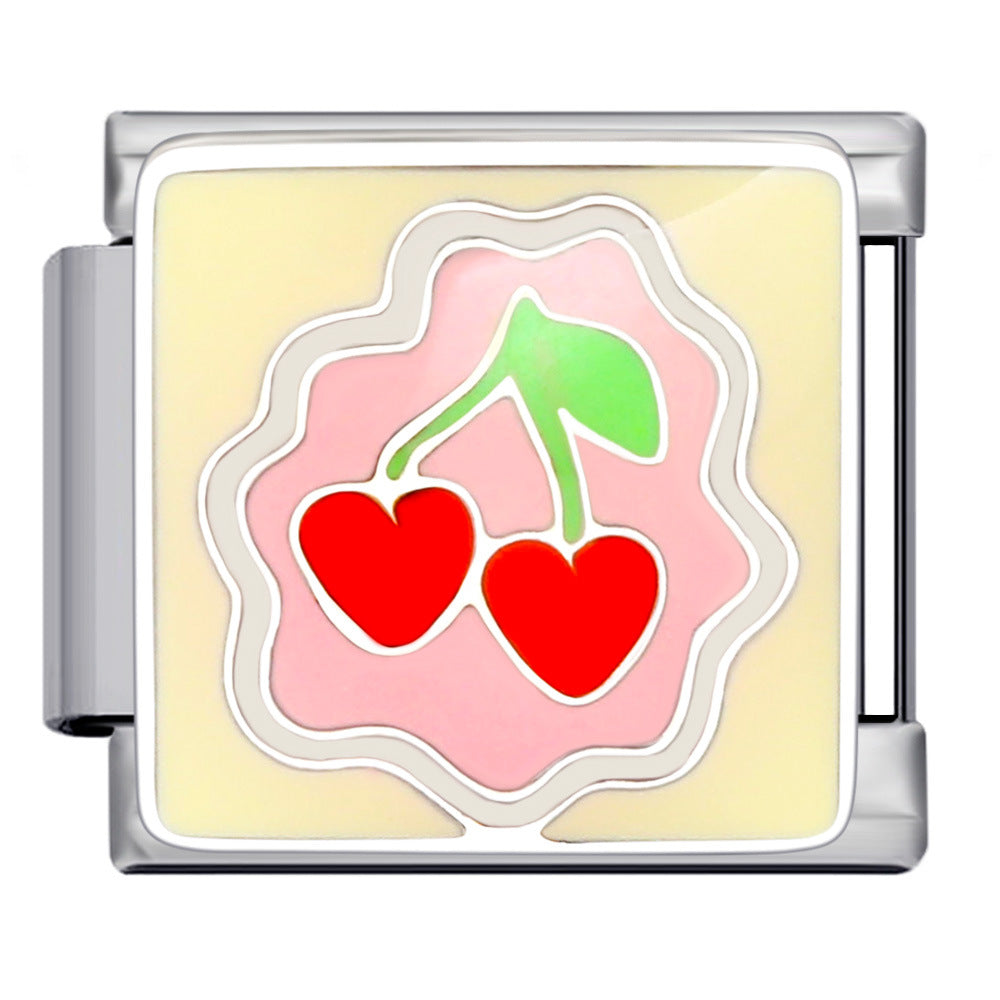 Fruit Series Italian Module Bracelet Titanium Steel Welding Drip Oil Pattern DIY Strap Chain Accessories Wholesale Fruit Series Italian Module Bracelet Titanium Steel Welding Drip Oil Pattern DIY Strap Chain Accessories Wholesale