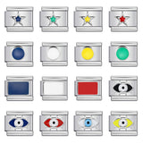 New Titanium Steel Pentagram Eye Italian Module Bracelet Stamped Pattern Drip Oil DIY Elastic Strap Chain New Titanium Steel Pentagram Eye Italian Module Bracelet Stamped Pattern Drip Oil DIY Elastic Strap Chain