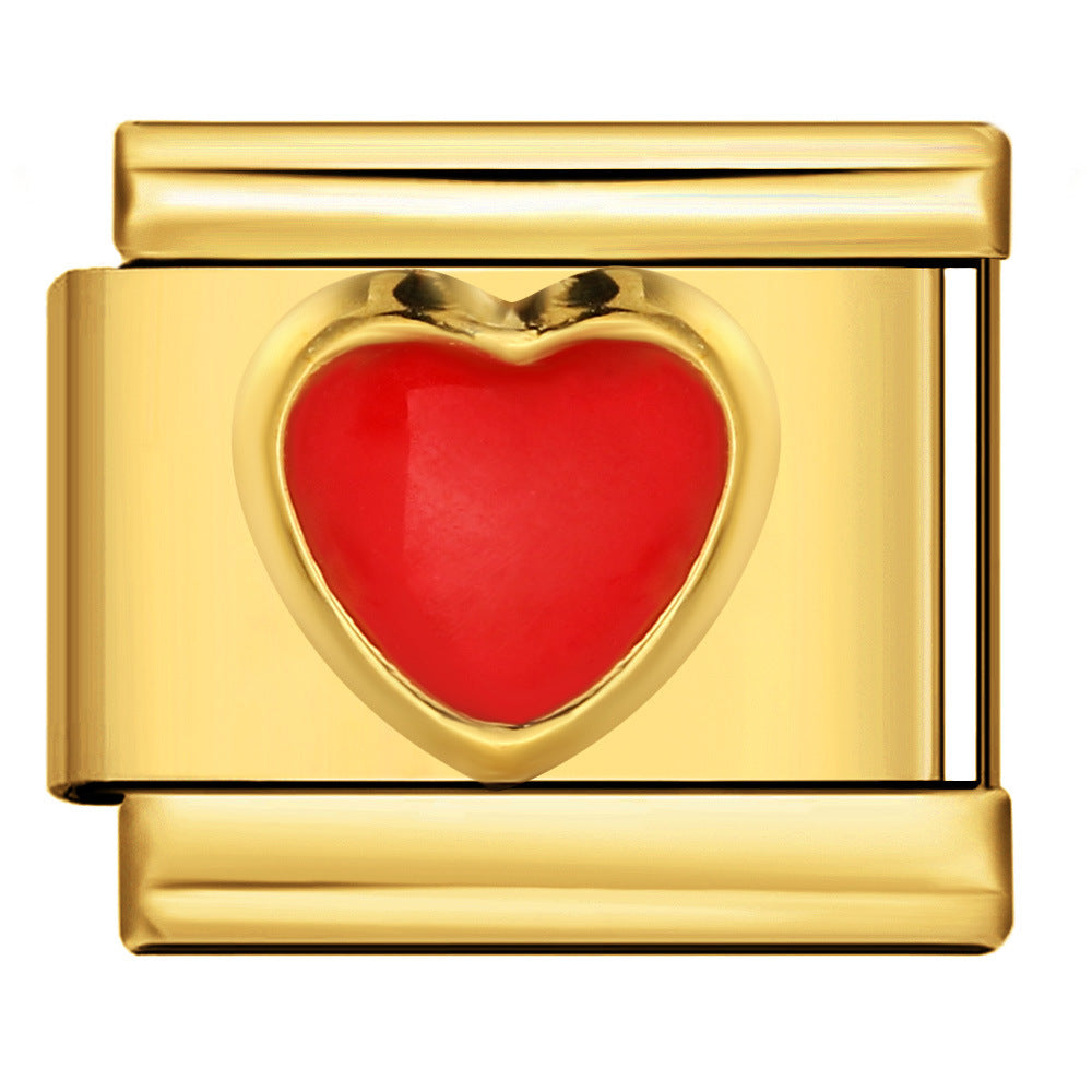 Gold and Silver Stamping Pattern Italian Module Bracelet Titanium Steel Drip Oil DIY Splicing Bracelet Wholesale Gold and Silver Stamping Pattern Italian Module Bracelet Titanium Steel Drip Oil DIY Splicing Bracelet Wholesale