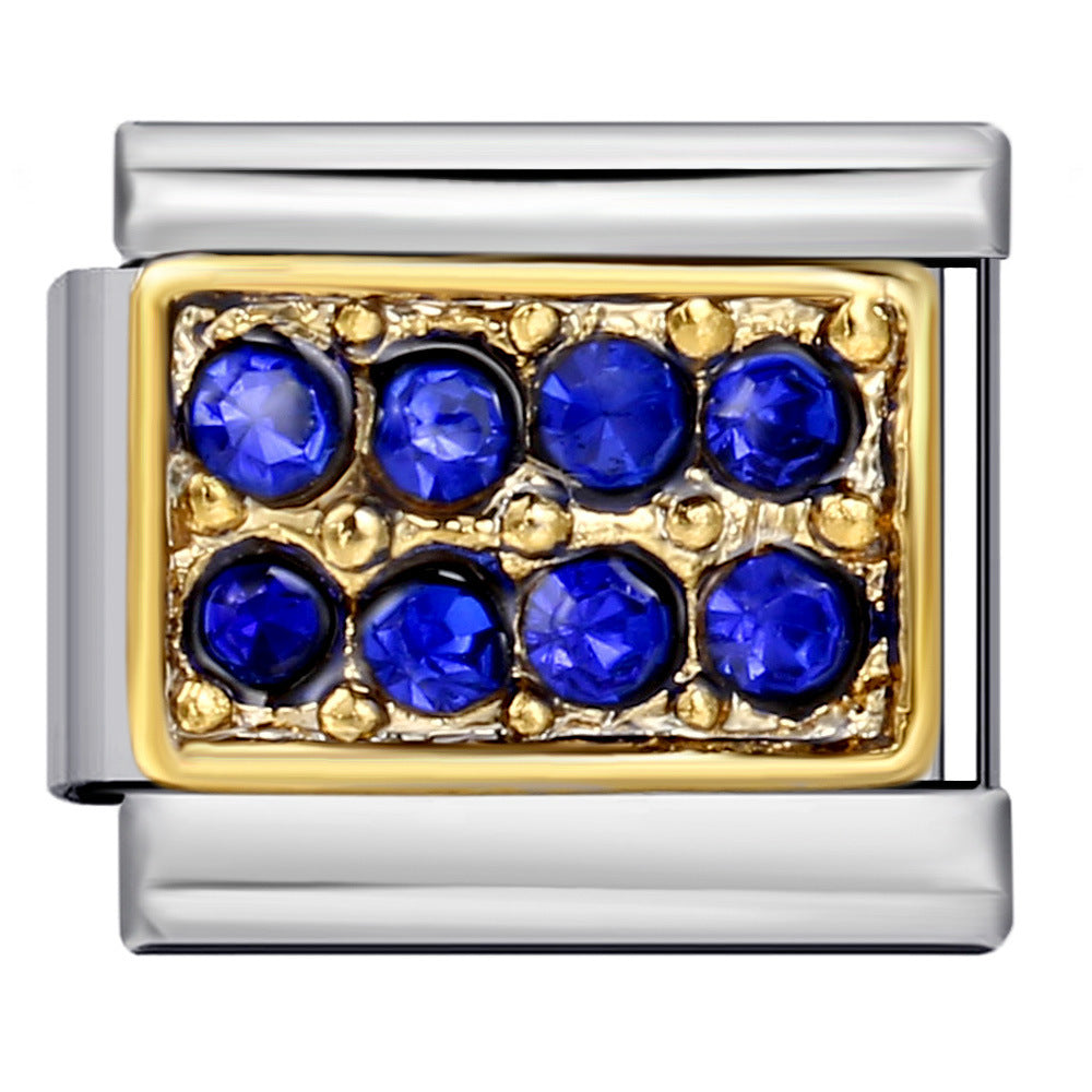 Diamond Studded Square Stainless Steel DIY Italian Module Bracelet Italian Charm Bracelet Diamond Studded Square Stainless Steel DIY Italian Module Bracelet Italian Charm Bracelet