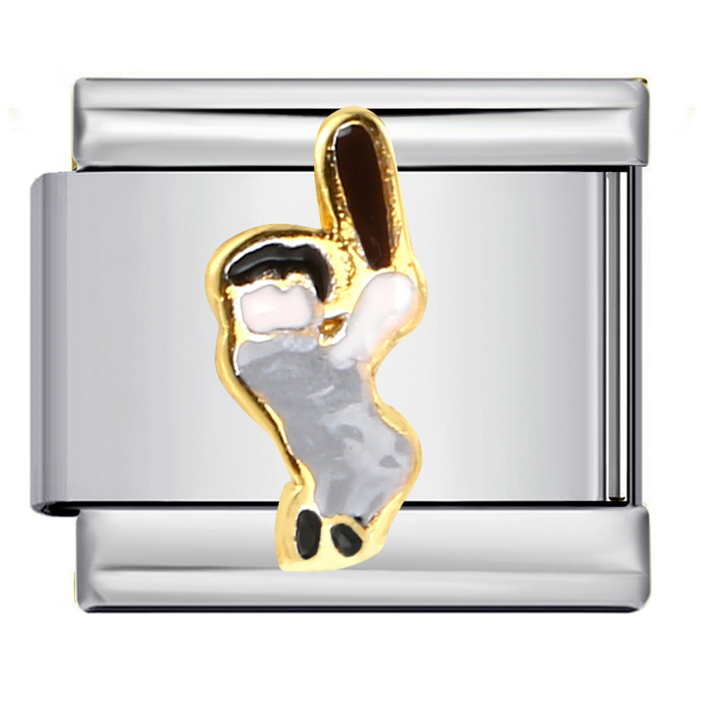 Sports Series DIY Stainless Steel Italian Module Bracelet Welding Pattern Personalized Elastic Splicing Bracelet Sports Series DIY Stainless Steel Italian Module Bracelet Welding Pattern Personalized Elastic Splicing Bracelet