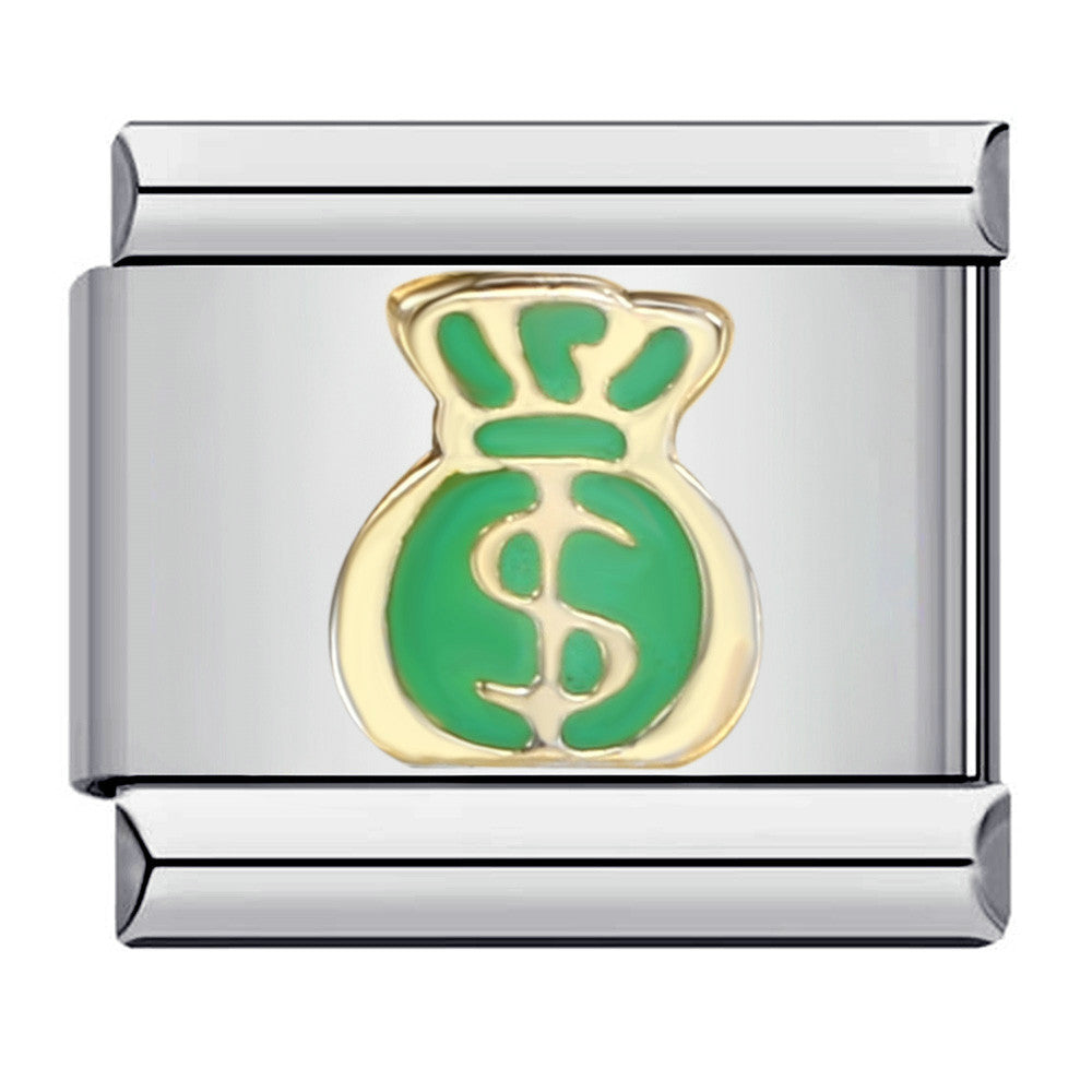 Green Titanium Steel Welded Gold-plated Drip Oil Bracelet Cartoon DIY Italian Module Bracelet Accessories Wholesale Green Titanium Steel Welded Gold-plated Drip Oil Bracelet Cartoon DIY Italian Module Bracelet Accessories Wholesale