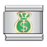 Green Titanium Steel Welded Gold-plated Drip Oil Bracelet Cartoon DIY Italian Module Bracelet Accessories Wholesale Green Titanium Steel Welded Gold-plated Drip Oil Bracelet Cartoon DIY Italian Module Bracelet Accessories Wholesale