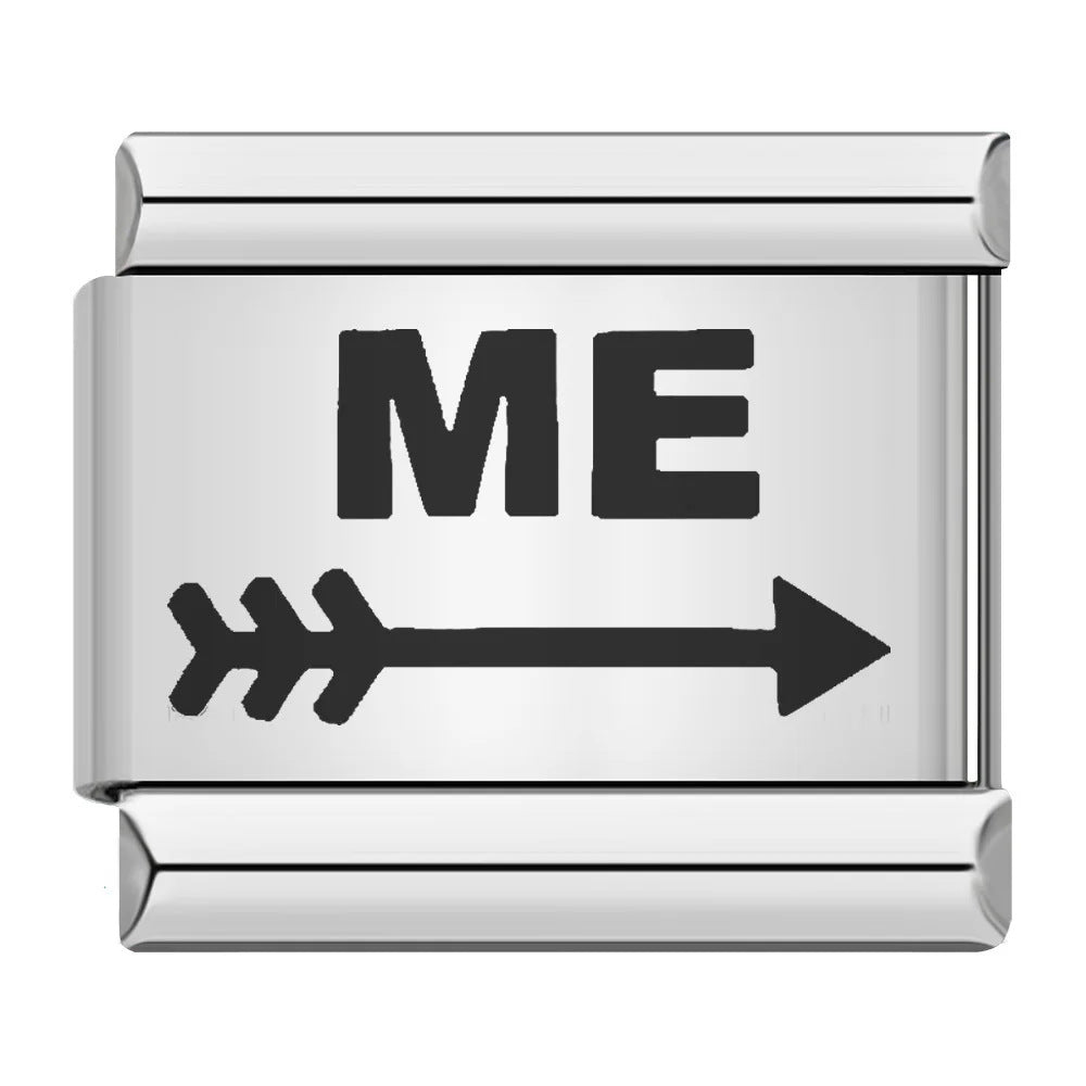 Cross Border Hot Selling Laser Engraving Heart-shaped Series Titanium Steel Handmade DIY Italian Module Bracelet Wholesale Cross Border Hot Selling Laser Engraving Heart-shaped Series Titanium Steel Handmade DIY Italian Module Bracelet Wholesale