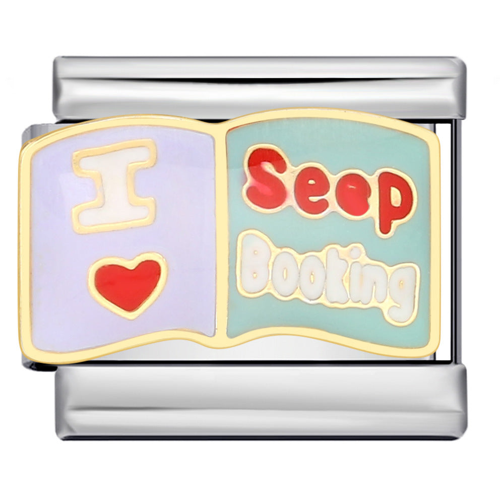 Titanium Steel Gold-plated Drip Welding Pattern DIY Italian Module Bracelet Italian Charm Bracele Titanium Steel Gold-plated Drip Welding Pattern DIY Italian Module Bracelet Italian Charm Bracele