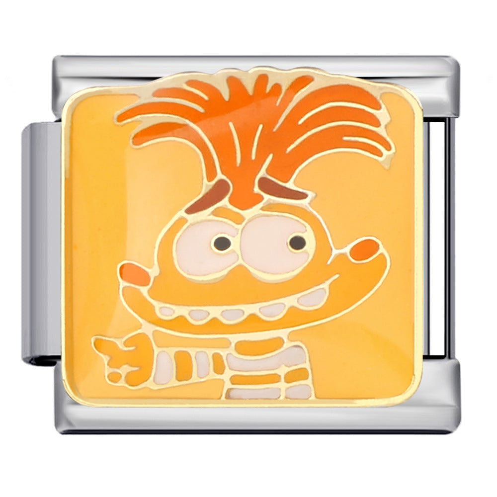 European and American Cross Border Cartoon Character Italian Module Bracelet Titanium Steel Welding Drip Oil Pattern DIY Splicing Bracelet European and American Cross Border Cartoon Character Italian Module Bracelet Titanium Steel Welding Drip Oil Pattern DIY Splicing Bracelet