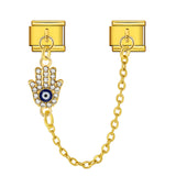 New Gold and Silver Devil's Eye Hook Chain Bracelet Stainless Steel DIY Elastic Italian Module Bracelet New Gold and Silver Devil's Eye Hook Chain Bracelet Stainless Steel DIY Elastic Italian Module Bracelet