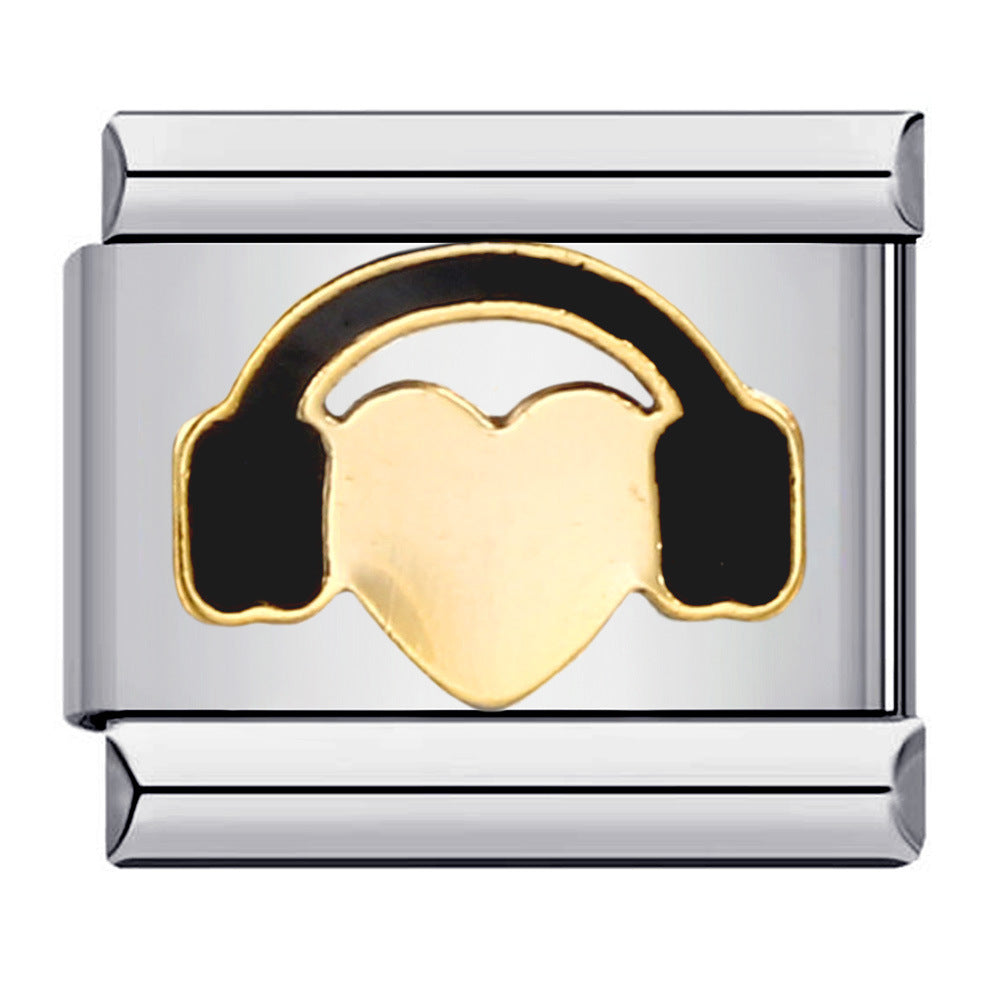 Sports Series DIY Stainless Steel Italian Module Bracelet Welding Pattern Personalized Elastic Splicing Bracelet Sports Series DIY Stainless Steel Italian Module Bracelet Welding Pattern Personalized Elastic Splicing Bracelet