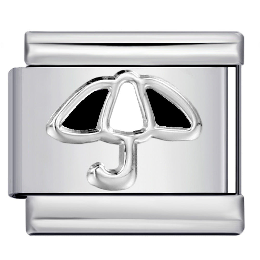 New Color Dripping Oil Umbrella Pattern DIY Italian Module Bracelet Stainless Steel Stamped Splicing Strap Chain New Color Dripping Oil Umbrella Pattern DIY Italian Module Bracelet Stainless Steel Stamped Splicing Strap Chain