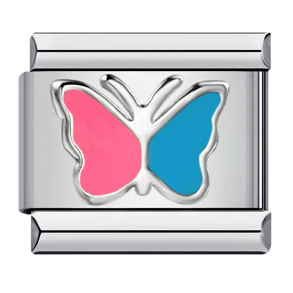 Italian Module Bracelet Color Drip Oil Stamping Pattern DIY Titanium Steel Elastic Splicing Bracelet Accessories Wholesale Italian Module Bracelet Color Drip Oil Stamping Pattern DIY Titanium Steel Elastic Splicing Bracelet Accessories Wholesale