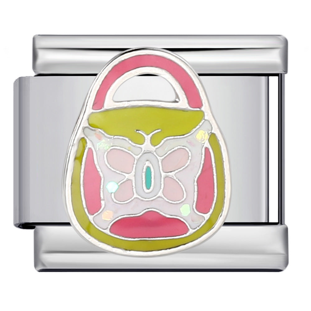 Hot Sale Personalized Titanium Steel Gold-plated Drip Oil Bracelet, DIY Italian Modular Bracelet, Little Girl's Gift. Hot Sale Personalized Titanium Steel Gold-plated Drip Oil Bracelet, DIY Italian Modular Bracelet, Little Girl's Gift.