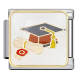 Student Graduation Pattern Italian Module Bracelet DIY Titanium Steel Welded Oil-Drip Elastic Splice Watch Strap Chain Student Graduation Pattern Italian Module Bracelet DIY Titanium Steel Welded Oil-Drip Elastic Splice Watch Strap Chain