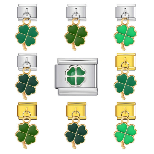 Clover Pendant Italian Module Bracelet Titanium Steel Hook DIY Drip Oil Elastic Free Splicing Strap Chain