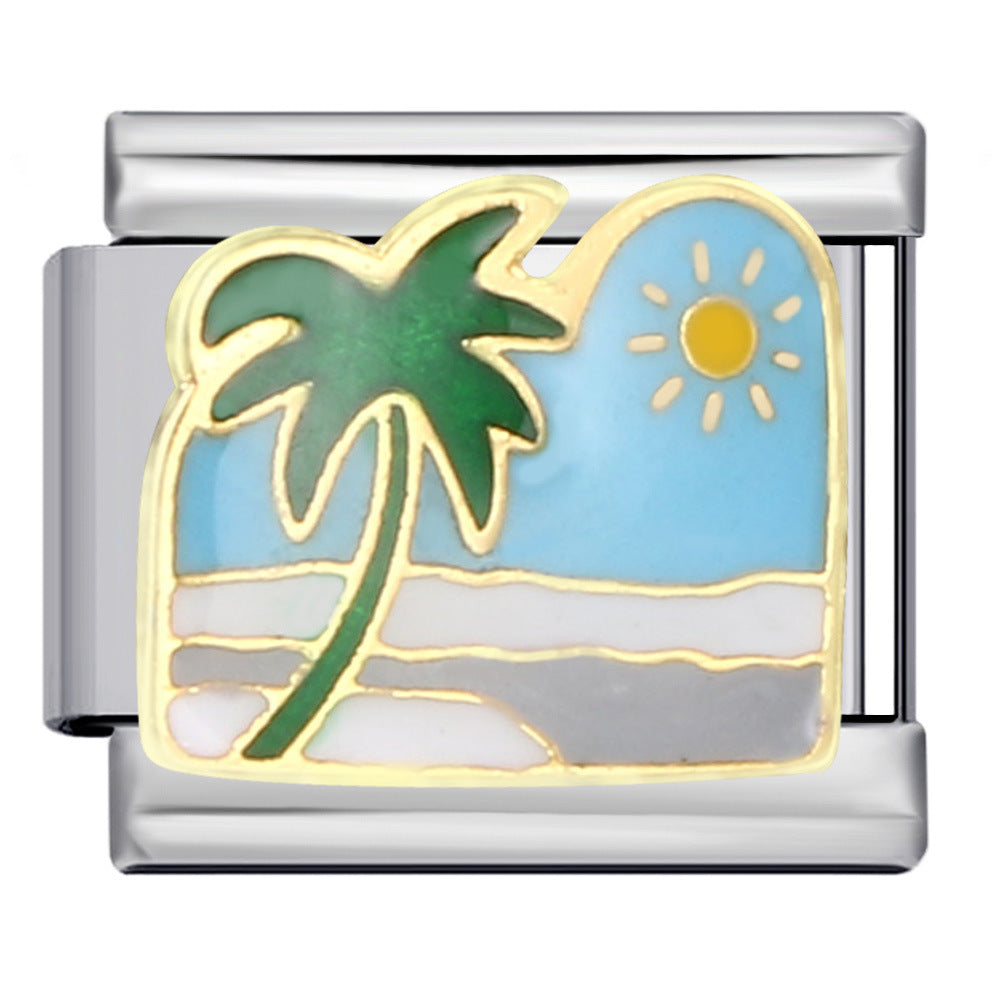 New Leisure Vacation Titanium Steel Welding Drip Oil DIY Italian Module Bracelet Fashion Personality Watch Strap Chain Wholesale New Leisure Vacation Titanium Steel Welding Drip Oil DIY Italian Module Bracelet Fashion Personality Watch Strap Chain Wholesale