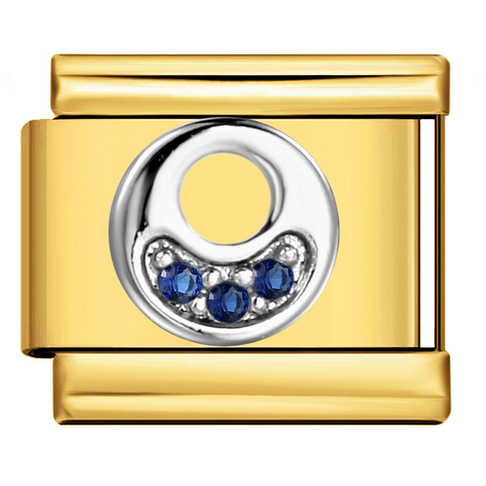 Italian Module Bracelet Gold Background Blue Diamond Letters DIY Stainless Steel Elastic Assembly Welded Strap Bracelet Italian Module Bracelet Gold Background Blue Diamond Letters DIY Stainless Steel Elastic Assembly Welded Strap Bracelet