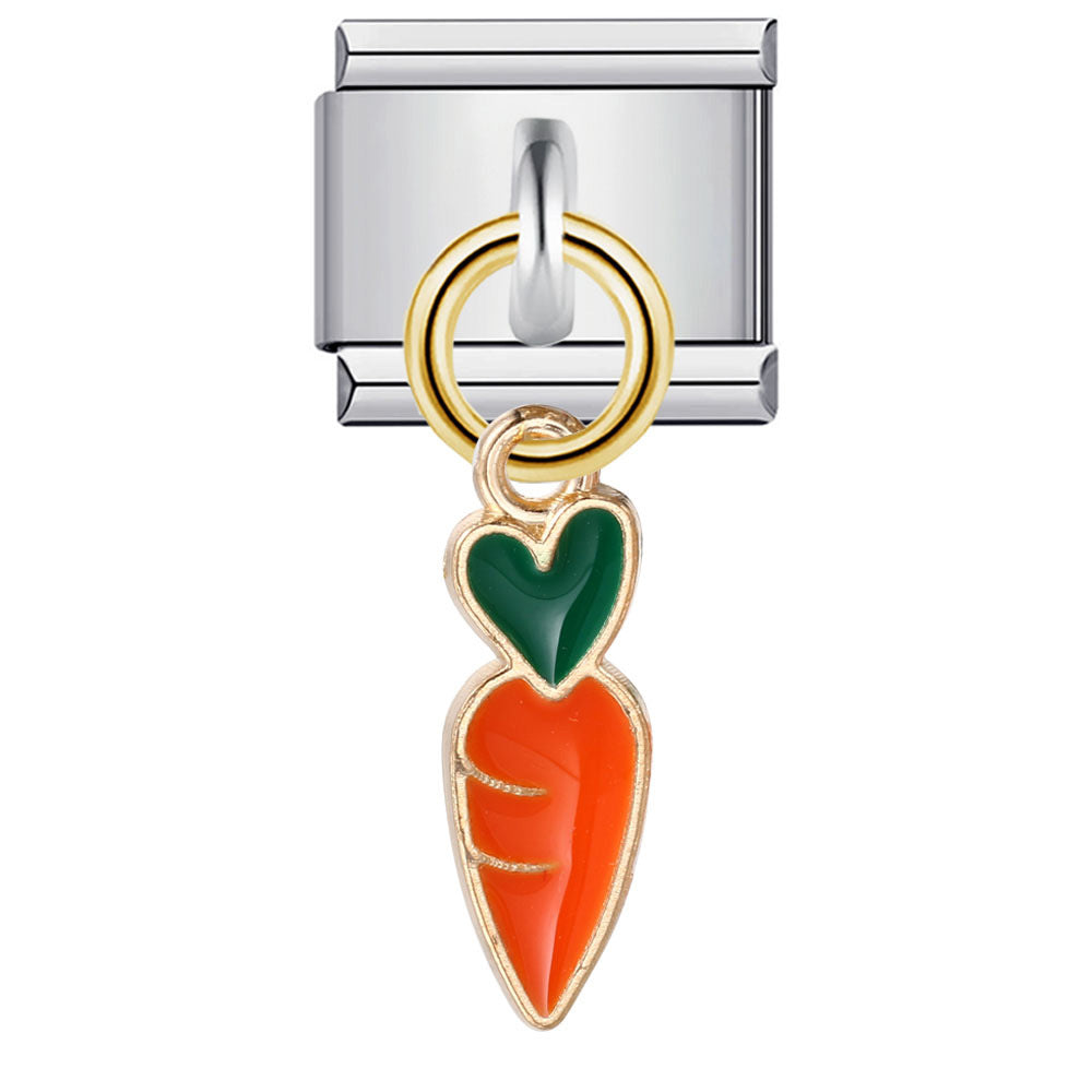 Summer Colorful Vegetable and Fruit Series Italian Module Bracelet Titanium Steel Welding Drip Oil DIY Personalized Splicing Bracelet Summer Colorful Vegetable and Fruit Series Italian Module Bracelet Titanium Steel Welding Drip Oil DIY Personalized Splicing Bracelet