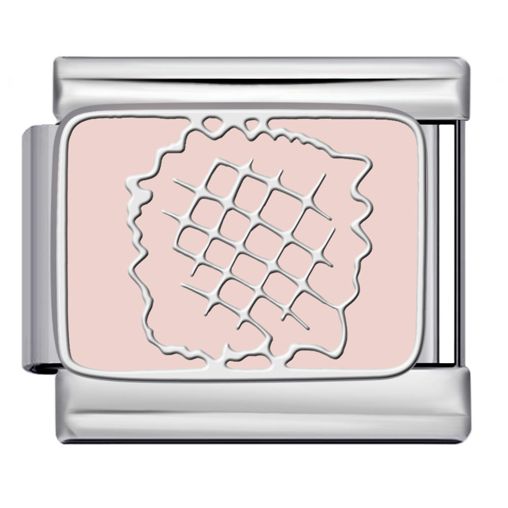 Pink Pattern Italian Module Bracelet Titanium Steel Welding Drip Oil Pattern DIY Bracelet Gift for Girls Pink Pattern Italian Module Bracelet Titanium Steel Welding Drip Oil Pattern DIY Bracelet Gift for Girls