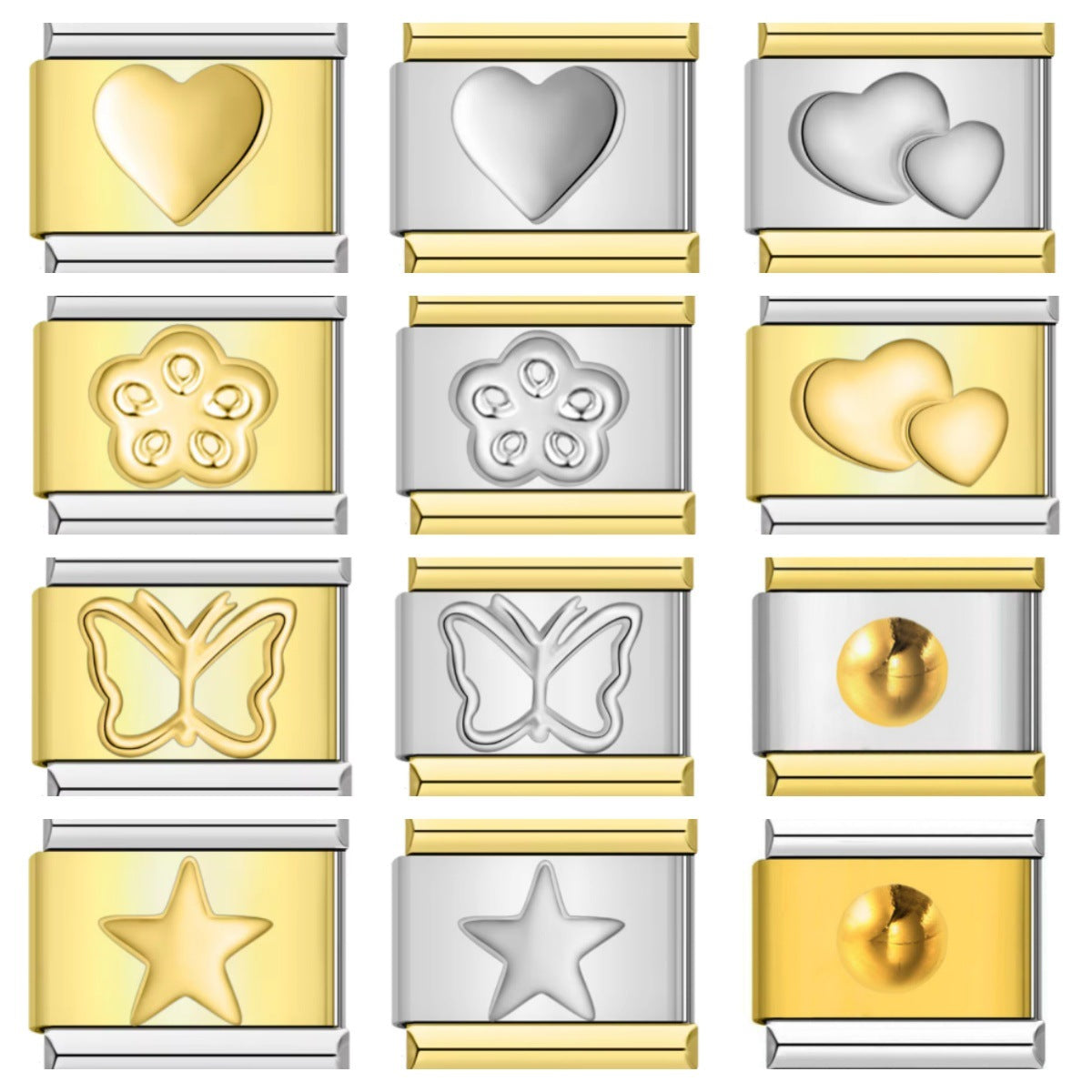 Gold Stamping Pattern Italian Module Bracelet DIY Gold Package Silver Titanium Steel Bracelet Italian Charms Gold Stamping Pattern Italian Module Bracelet DIY Gold Package Silver Titanium Steel Bracelet Italian Charms