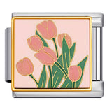 Square Flower Italian Module Bracelet Titanium Steel Welding Drip Oil Pattern DIY Strap Chain Accessories Wholesale Square Flower Italian Module Bracelet Titanium Steel Welding Drip Oil Pattern DIY Strap Chain Accessories Wholesale