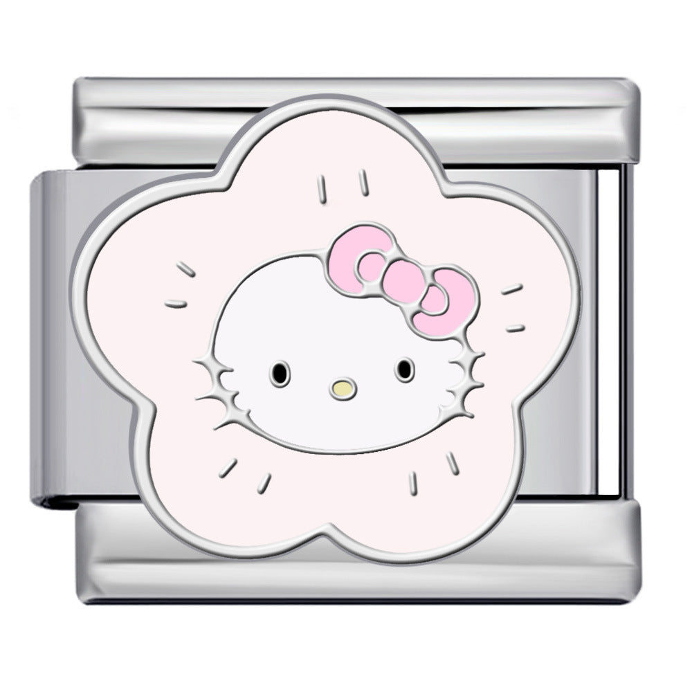 New Cute Cartoon Pattern Italian Module Bracelet Titanium Steel Gold Plated Welding DIY Strap Chain Bracelet New Cute Cartoon Pattern Italian Module Bracelet Titanium Steel Gold Plated Welding DIY Strap Chain Bracelet