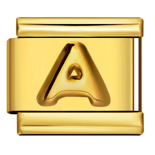 Golden Convex Letter Series Italian Module Bracelet Titanium Steel Stamping DIY Elastic Splicing Bracelet Accessories