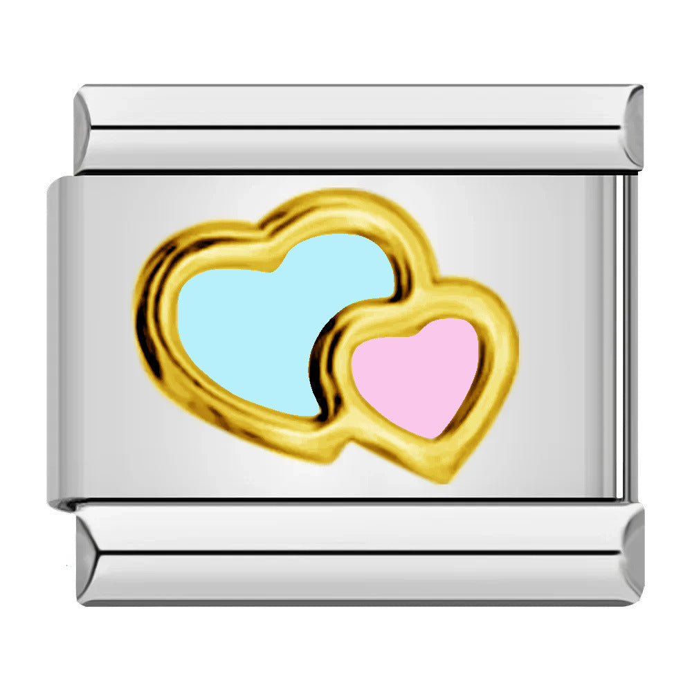 Italian Module Bracelet Color Drip Oil Stamping Pattern DIY Titanium Steel Elastic Splicing Bracelet Accessories Wholesale Italian Module Bracelet Color Drip Oil Stamping Pattern DIY Titanium Steel Elastic Splicing Bracelet Accessories Wholesale