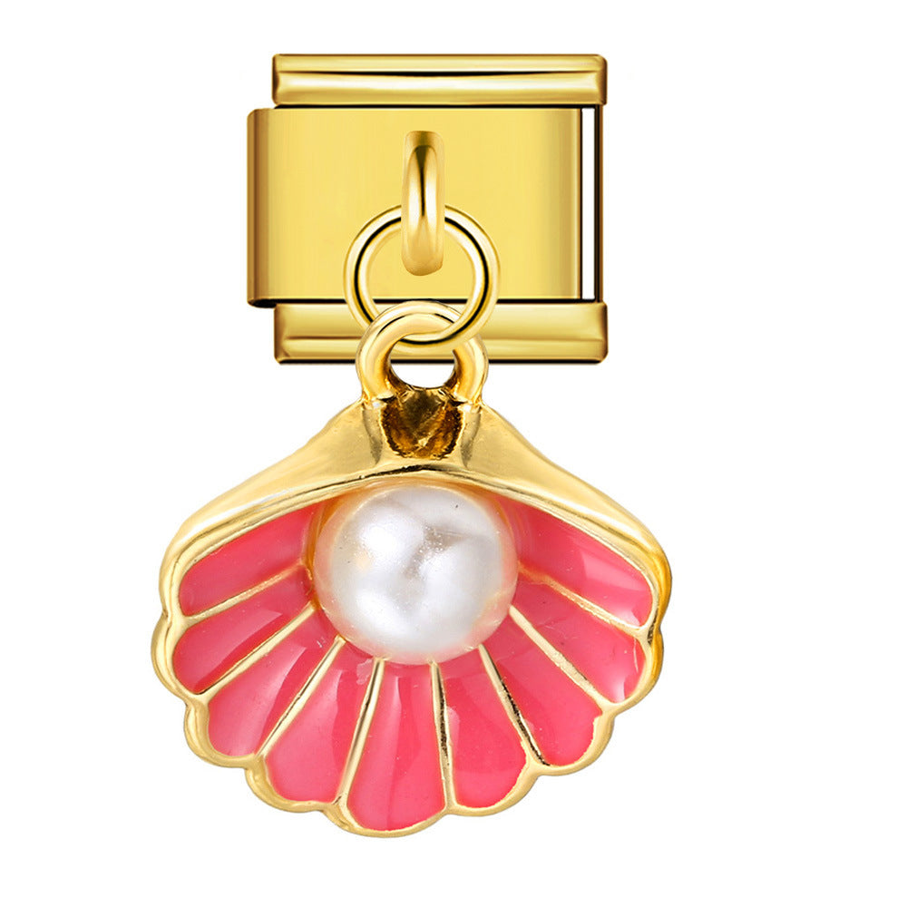 New Pearl Gemstone Hook Pendant Italian Module Bracelet DIY Elastic Splicing Stainless Steel Bracelet New Pearl Gemstone Hook Pendant Italian Module Bracelet DIY Elastic Splicing Stainless Steel Bracelet