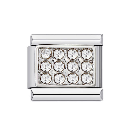 Diamond Studded Square Stainless Steel DIY Italian Module Bracelet Italian Charm Bracelet