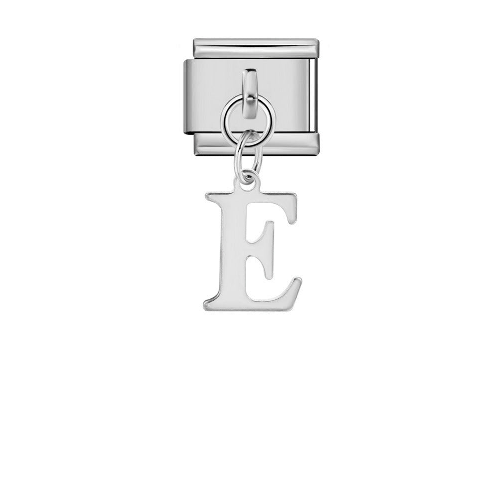 Silver Simplified Letter Italian Module Bracelet Titanium Steel Handmade DIY Hook Elastic Splicing Bracelet Accessories Silver Simplified Letter Italian Module Bracelet Titanium Steel Handmade DIY Hook Elastic Splicing Bracelet Accessories