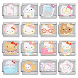 New Cute Cartoon Pattern Italian Module Bracelet Titanium Steel Gold Plated Welding DIY Strap Chain Bracelet New Cute Cartoon Pattern Italian Module Bracelet Titanium Steel Gold Plated Welding DIY Strap Chain Bracelet