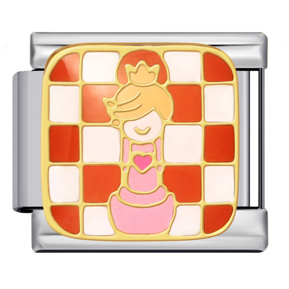 Cross Border Hot Selling Chess Italian Module Bracelet Titanium Steel Welding Gold Plating Drip Oil DIY Splicing Bracelet Cross Border Hot Selling Chess Italian Module Bracelet Titanium Steel Welding Gold Plating Drip Oil DIY Splicing Bracelet