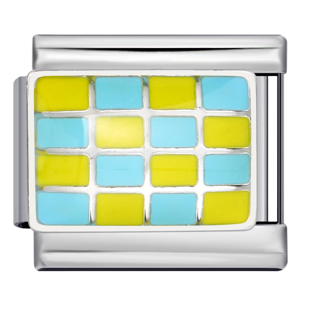 Fashion Color Checkerboard Series Italian Module Bracelet Titanium Steel Welding Drip Oil DIY Free Splicing Bracelet Fashion Color Checkerboard Series Italian Module Bracelet Titanium Steel Welding Drip Oil DIY Free Splicing Bracelet