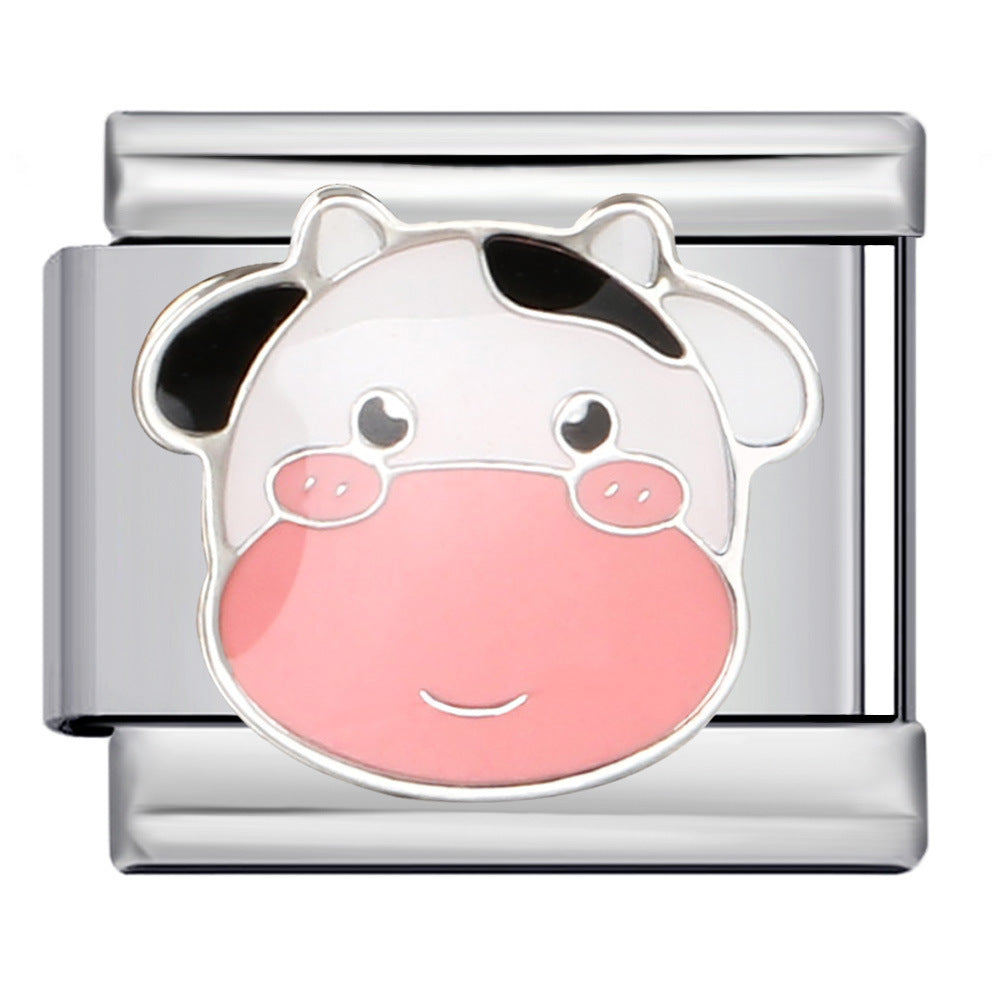 Stainless Steel Welding Drip Oil Animal Pattern DIY Italian Module Bracelet Free Splicing Elastic Accessories Wholesale Stainless Steel Welding Drip Oil Animal Pattern DIY Italian Module Bracelet Free Splicing Elastic Accessories Wholesale