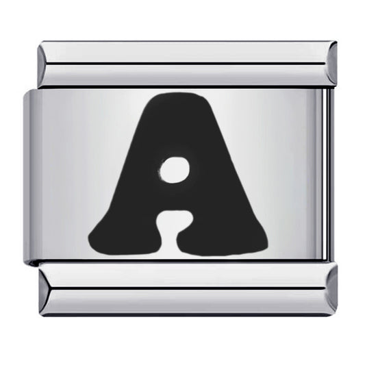 New Titanium Steel Black Alphabet DIY Italian Charm Bracelet Custom Name Link Chain