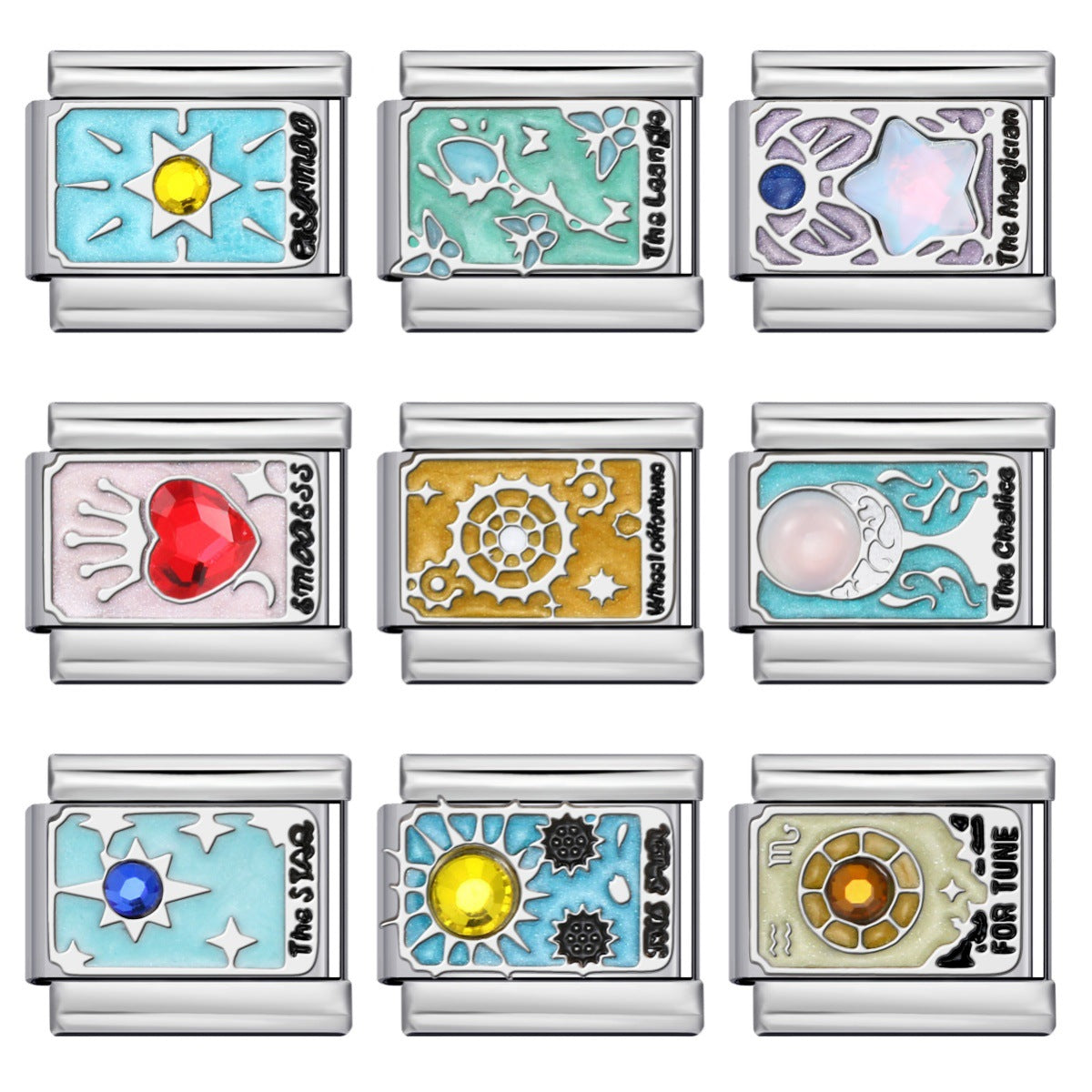 Tarot Series Italian Modular Bracelet DIY Welding Drip Oil Stretch Stainless Steel Chain Tarot Series Italian Modular Bracelet DIY Welding Drip Oil Stretch Stainless Steel Chain