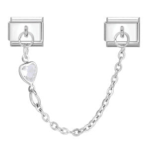 Double Hook Italian Modular Bracelet with Heart Pendant Chain Link Titanium Steel DIY Jewelry Double Hook Italian Modular Bracelet with Heart Pendant Chain Link Titanium Steel DIY Jewelry