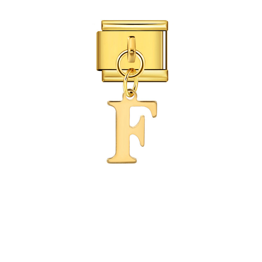 Gold Simplified Letter Italian Module Bracelet Stainless Steel Handmade Hook DIY Splicing Assembly Bracelet Gold Simplified Letter Italian Module Bracelet Stainless Steel Handmade Hook DIY Splicing Assembly Bracelet