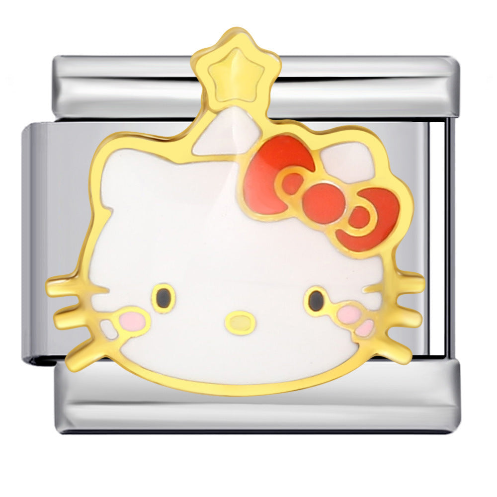 Cute Cartoon Cat Titanium Steel Welded Drip Bracelet DIY Italian Modular Charm Friendship Gift for Besties Cute Cartoon Cat Titanium Steel Welded Drip Bracelet DIY Italian Modular Charm Friendship Gift for Besties