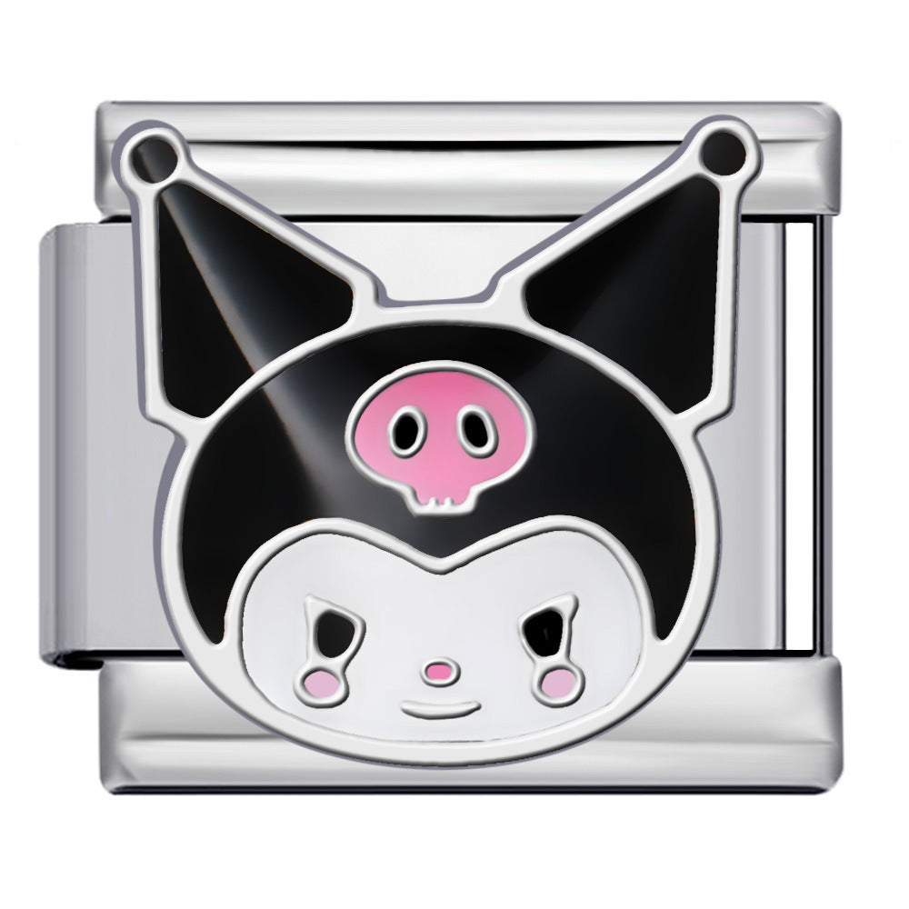 Cute Cartoon Character Series Titanium Steel Welding Drip Oil DIY Bracelet Italian Module Bracelet Accessories Wholesale Cute Cartoon Character Series Titanium Steel Welding Drip Oil DIY Bracelet Italian Module Bracelet Accessories Wholesale