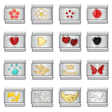 Stainless Steel Italian Module Bracelet with Gold Plated Stamping Pattern, Drip Oil DIY Elastic Personalized Strap Chain Stainless Steel Italian Module Bracelet with Gold Plated Stamping Pattern, Drip Oil DIY Elastic Personalized Strap Chain