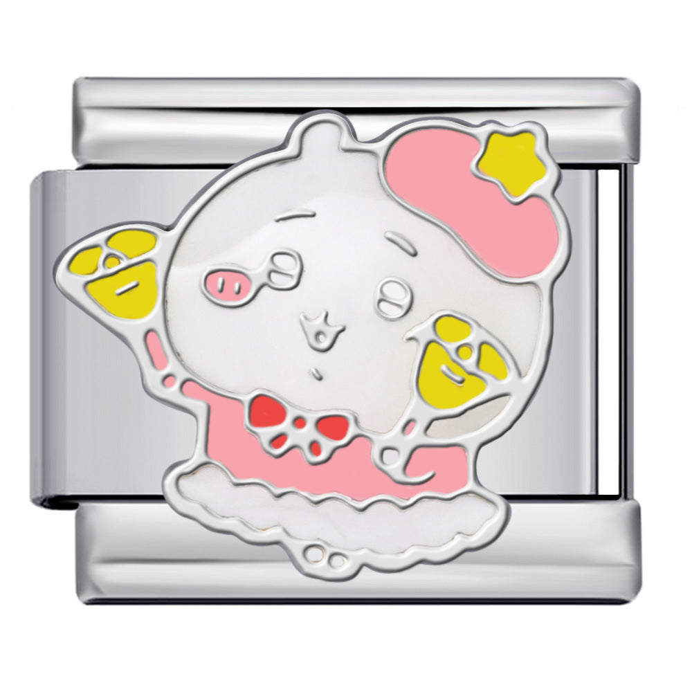 Titanium Steel Welding Drip Oil DIY Italian Module Bracelet Cute Cartoon Pattern Best Friend Girl Birthday Gift Titanium Steel Welding Drip Oil DIY Italian Module Bracelet Cute Cartoon Pattern Best Friend Girl Birthday Gift