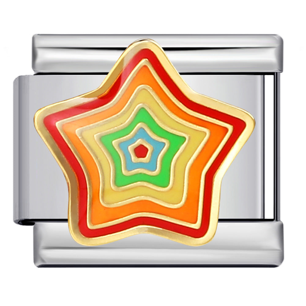 New Love Element Italian Module Bracelet Titanium Steel Gold Plated Drip Oil DIY Welding Pattern Bracelet Accessories New Love Element Italian Module Bracelet Titanium Steel Gold Plated Drip Oil DIY Welding Pattern Bracelet Accessories