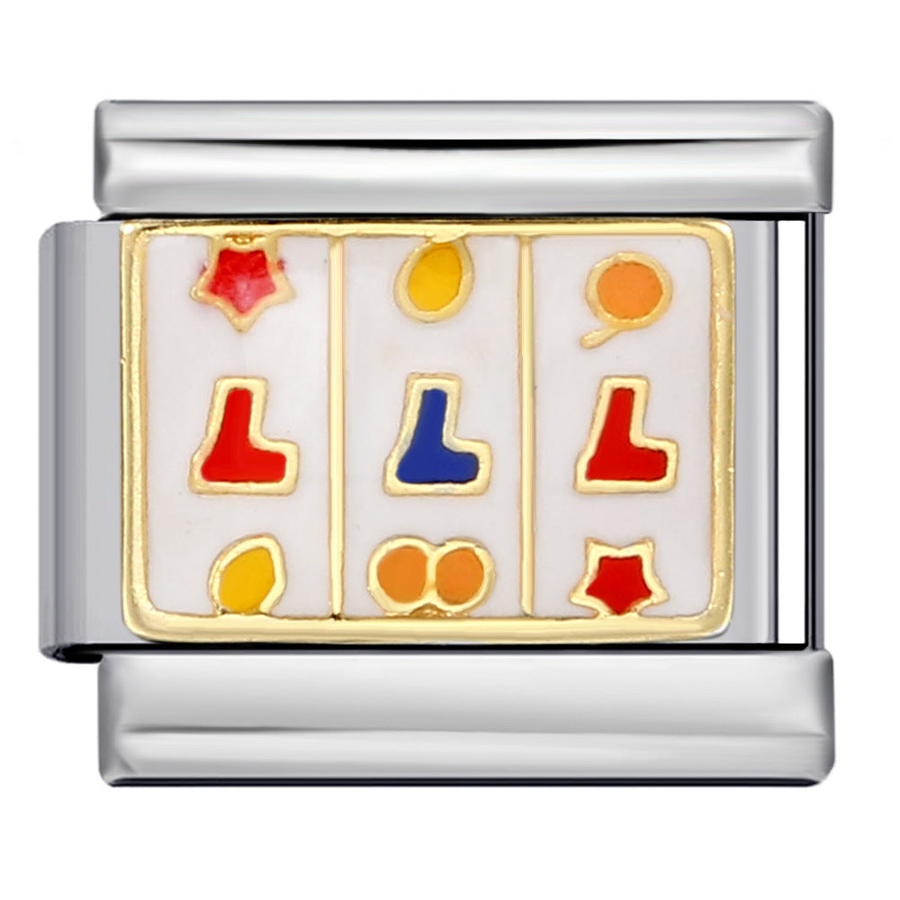 New Chess and Card Entertainment Stainless Steel Italian Module Bracelet Gold Plated Drip Oil Personalized DIY Welding Bracelet Wholesale New Chess and Card Entertainment Stainless Steel Italian Module Bracelet Gold Plated Drip Oil Personalized DIY Welding Bracelet Wholesale