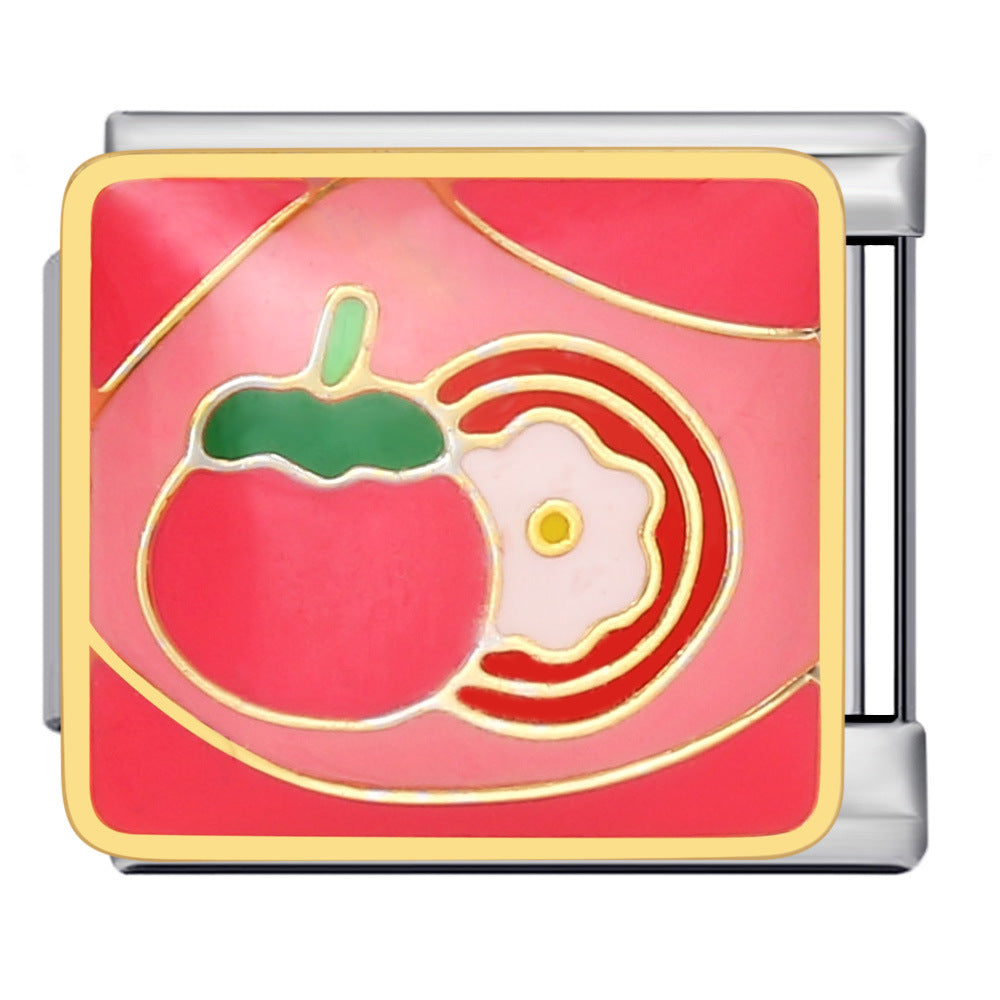 Fruit Series Italian Module Bracelet Titanium Steel Welding Drip Oil Pattern DIY Strap Chain Accessories Wholesale Fruit Series Italian Module Bracelet Titanium Steel Welding Drip Oil Pattern DIY Strap Chain Accessories Wholesale