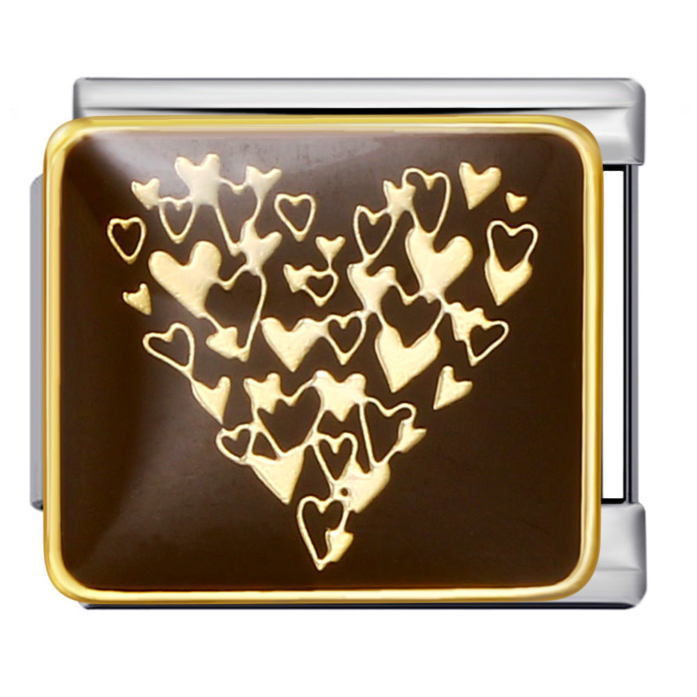 Wholesale of New Square Titanium Steel Bracelet Welding, Gold Plating, Drip Oil Cartoon DIY Italian Module Bracelet From Europe and America Wholesale of New Square Titanium Steel Bracelet Welding, Gold Plating, Drip Oil Cartoon DIY Italian Module Bracelet From Europe and America